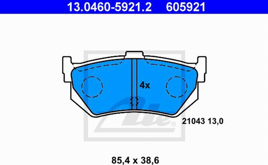 ATE 605921 - Гальмівні колодки, дискові гальма autozip.com.ua