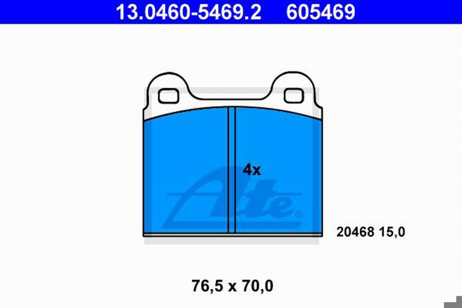 ATE 605469 - Гальмівні колодки, дискові гальма autozip.com.ua