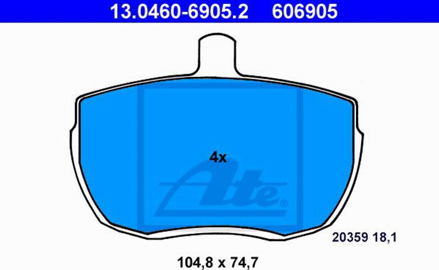 ATE 606905 - Гальмівні колодки, дискові гальма autozip.com.ua