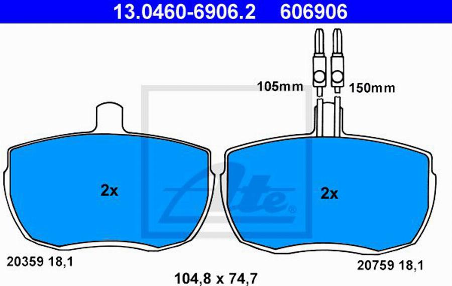 ATE 606906 - Гальмівні колодки, дискові гальма autozip.com.ua