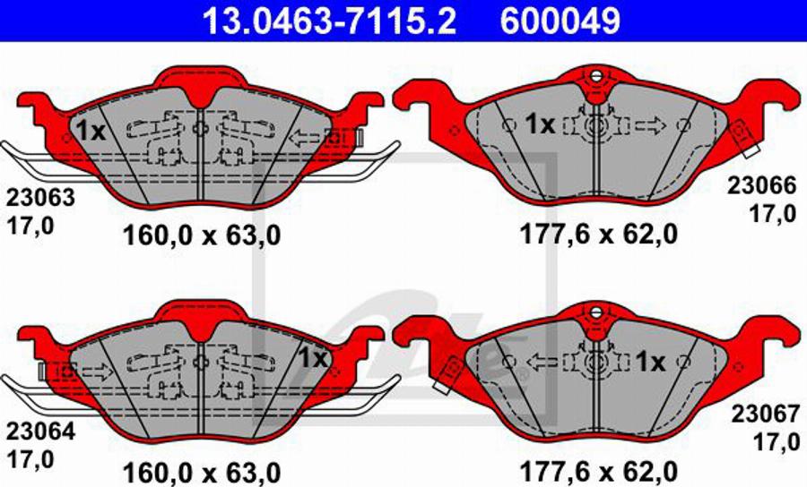 ATE 600049 - Гальмівні колодки, дискові гальма autozip.com.ua