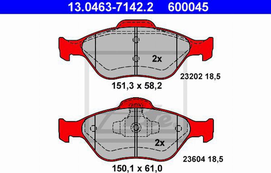 ATE 600045 - Гальмівні колодки, дискові гальма autozip.com.ua