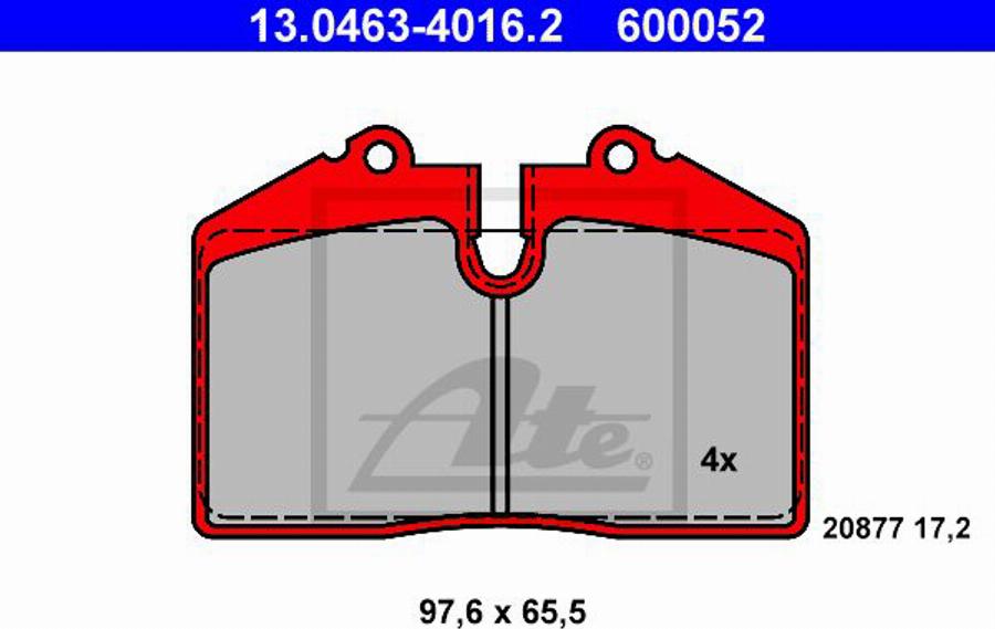 ATE 600052 - Гальмівні колодки, дискові гальма autozip.com.ua