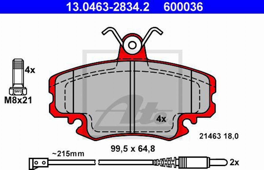 ATE 600036 - Гальмівні колодки, дискові гальма autozip.com.ua