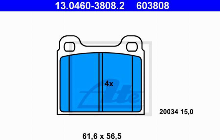 ATE 603808 - Гальмівні колодки, дискові гальма autozip.com.ua