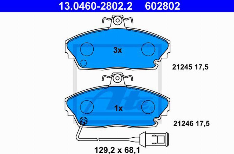 ATE 602802 - Гальмівні колодки, дискові гальма autozip.com.ua