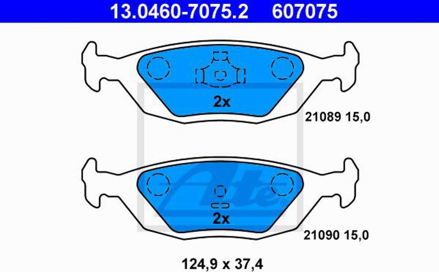 ATE 607075 - Гальмівні колодки, дискові гальма autozip.com.ua