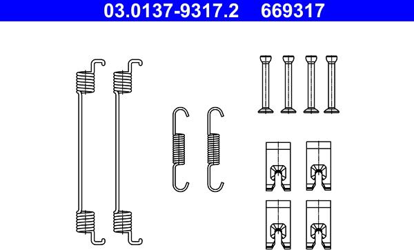 ATE 03.0137-9317.2 - Комплектуючі, барабанний гальмівний механізм autozip.com.ua