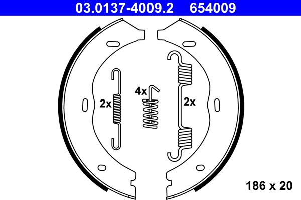 ATE 03.0137-4009.2 - Комплект гальм, ручник, парковка autozip.com.ua