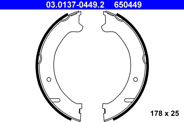 ATE 03.0137-0449.2 - Комплект гальм, ручник, парковка autozip.com.ua