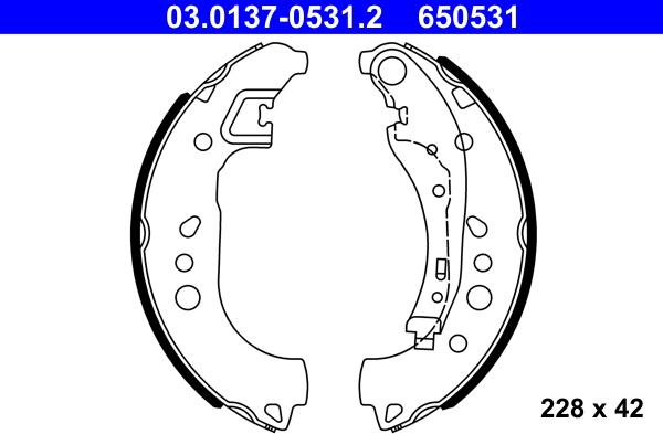 ATE 03.0137-0531.2 - Комплект гальм, барабанний механізм autozip.com.ua