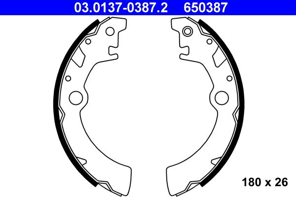 ATE 03.0137-0387.2 - Комплект гальм, барабанний механізм autozip.com.ua