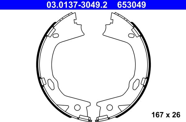 ATE 03.0137-3049.2 - Комплект гальм, ручник, парковка autozip.com.ua