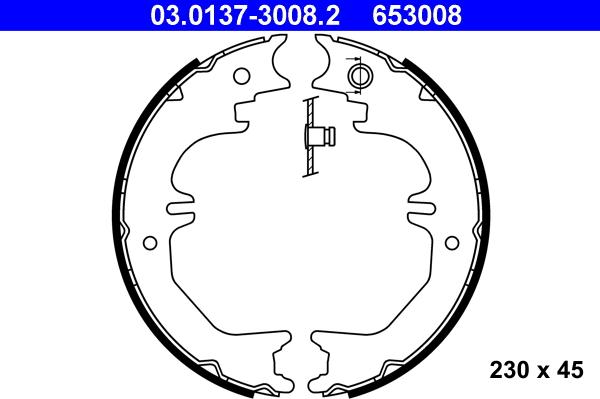 ATE 03.0137-3008.2 - Комплект гальм, ручник, парковка autozip.com.ua