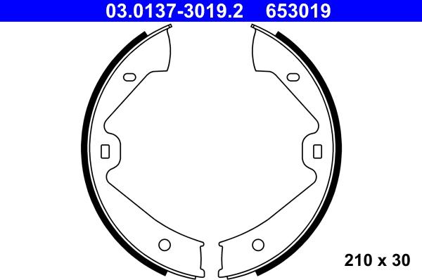 ATE 03.0137-3019.2 - Комплект гальм, ручник, парковка autozip.com.ua