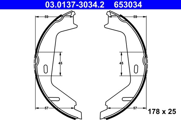 ATE 03.0137-3034.2 - Комплект гальм, ручник, парковка autozip.com.ua