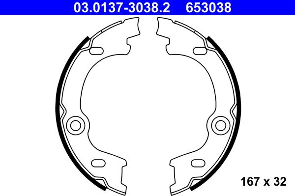 ATE 03.0137-3038.2 - Комплект гальм, ручник, парковка autozip.com.ua