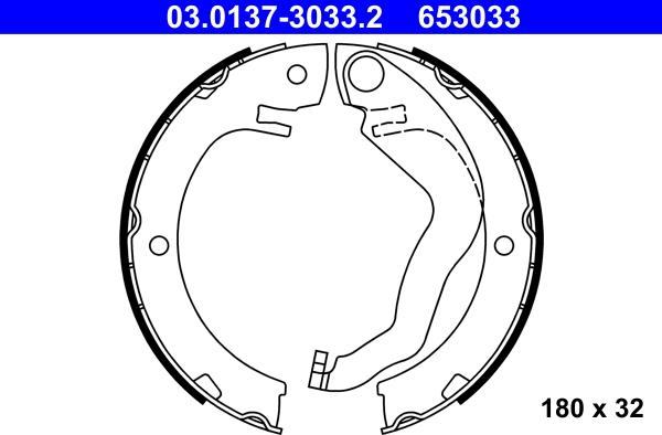 ATE 03.0137-3033.2 - Комплект гальм, ручник, парковка autozip.com.ua