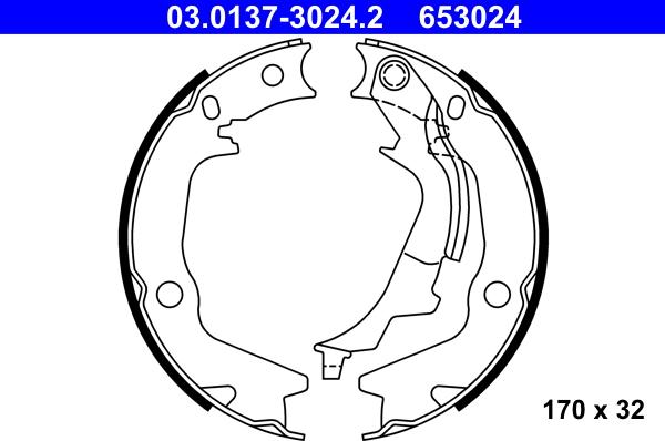 ATE 03.0137-3024.2 - Комплект гальм, ручник, парковка autozip.com.ua