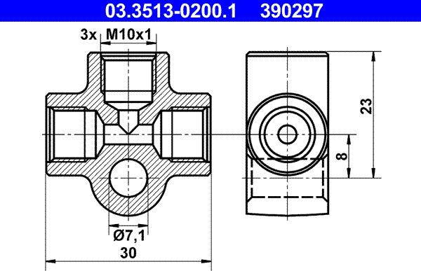 ATE 03.3513-0200.1 - З'єднувальний / розподільний елемент, трубопровід autozip.com.ua