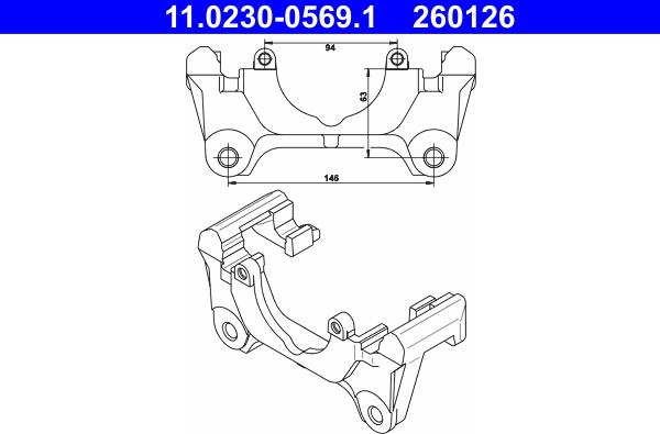 ATE 11.0230-0569.1 - Кронштейн, корпус скоби гальма autozip.com.ua