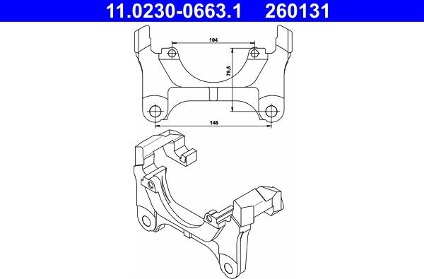 ATE 11.0230-0663.1 - Кронштейн, корпус скоби гальма autozip.com.ua