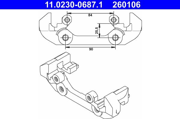 ATE 11.0230-0687.1 - Кронштейн, корпус скоби гальма autozip.com.ua