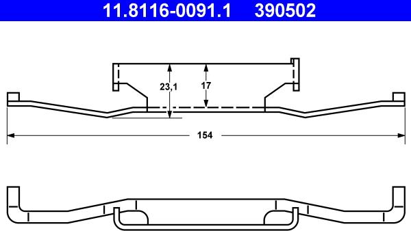 ATE 11.8116-0091.1 - Пружина, гальмівний супорт autozip.com.ua