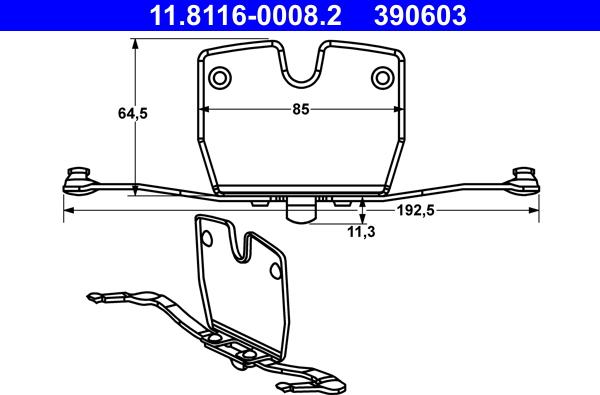 ATE 11.8116-0008.2 - Пружина, гальмівний супорт autozip.com.ua