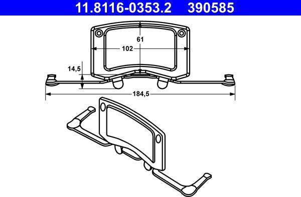 ATE 11.8116-0353.2 - Пружина, гальмівний супорт autozip.com.ua