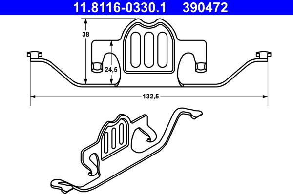 ATE 11.8116-0330.1 - Пружина, гальмівний супорт autozip.com.ua