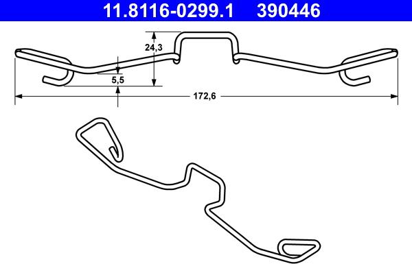 ATE 11.8116-0299.1 - Пружина, гальмівний супорт autozip.com.ua