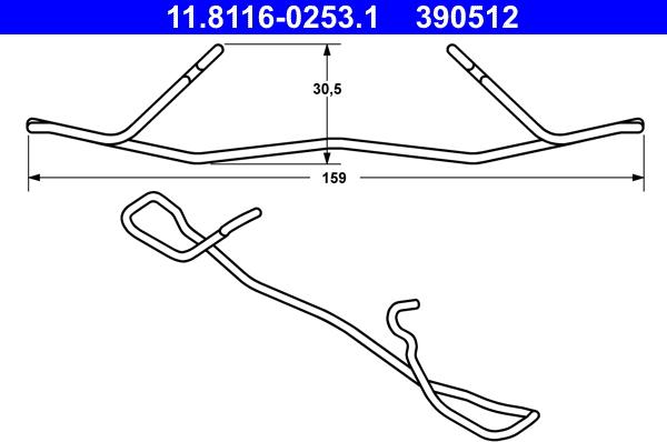 ATE 11.8116-0253.1 - Пружина, гальмівний супорт autozip.com.ua