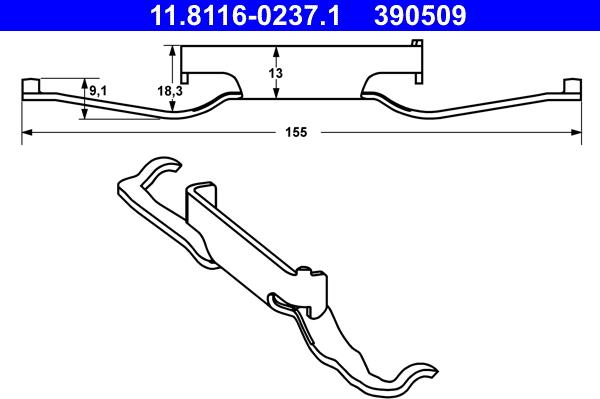 ATE 11.8116-0237.1 - Пружина, гальмівний супорт autozip.com.ua