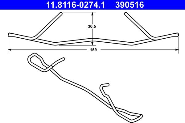 ATE 11.8116-0274.1 - Пружина, гальмівний супорт autozip.com.ua