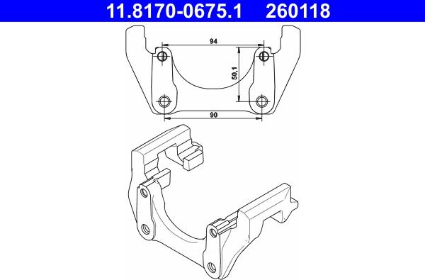 ATE 11.8170-0675.1 - Кронштейн, корпус скоби гальма autozip.com.ua