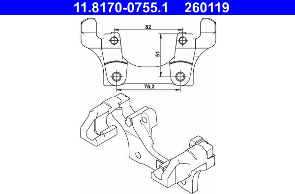 ATE 11.8170-0755.1 - Кронштейн, корпус скоби гальма autozip.com.ua