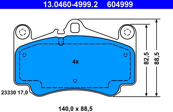 ATE 13.0460-4999.2 - Гальмівні колодки, дискові гальма autozip.com.ua