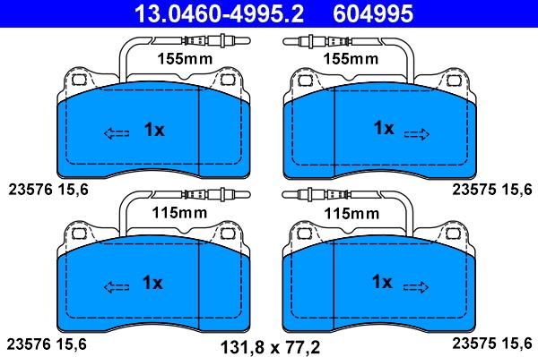 ATE 13.0460-4995.2 - Гальмівні колодки, дискові гальма autozip.com.ua