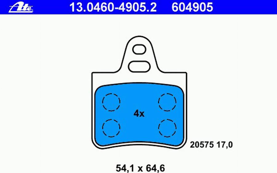 ATE 13 0460 4905 2 - Гальмівні колодки, дискові гальма autozip.com.ua