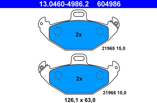 ATE 13.0460-4986.2 - Гальмівні колодки, дискові гальма autozip.com.ua