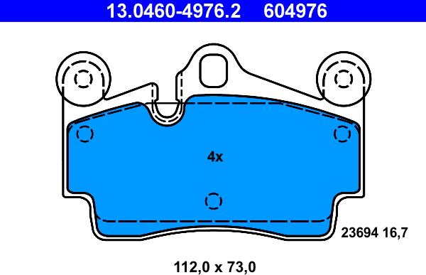 ATE 13.0460-4976.2 - Гальмівні колодки, дискові гальма autozip.com.ua