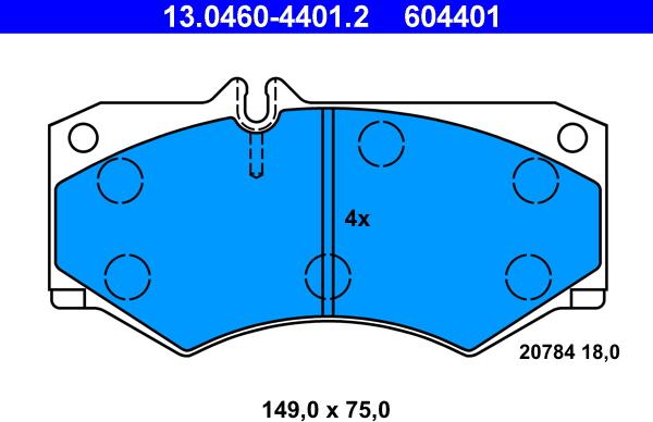 ATE 13.0460-4401.2 - Гальмівні колодки, дискові гальма autozip.com.ua