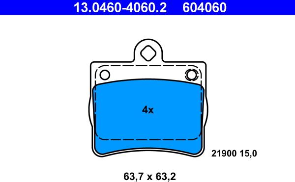 ATE 13.0460-4060.2 - Гальмівні колодки, дискові гальма autozip.com.ua