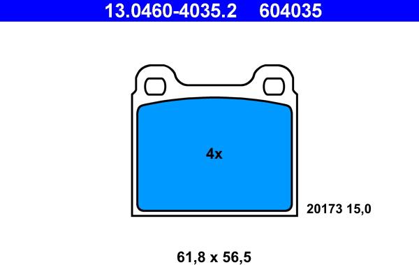 ATE 13.0460-4035.2 - Гальмівні колодки, дискові гальма autozip.com.ua