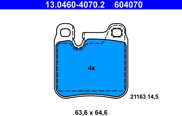 ATE 13.0460-4070.2 - Гальмівні колодки, дискові гальма autozip.com.ua