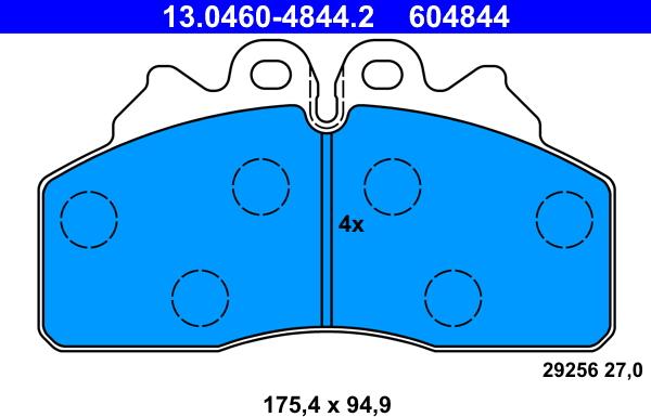 ATE 13.0460-4844.2 - Гальмівні колодки, дискові гальма autozip.com.ua