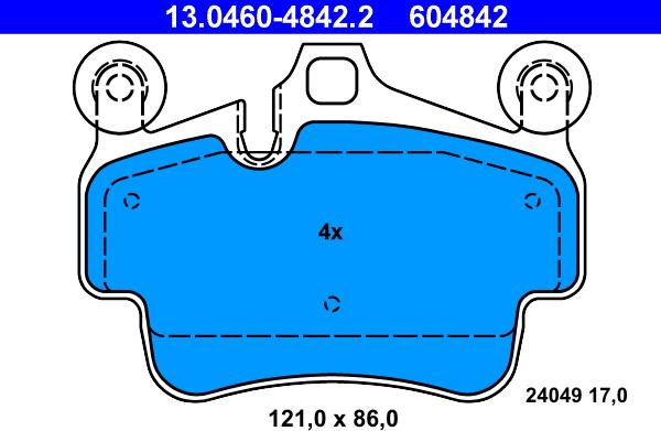 ATE 13.0460-4842.2 - Гальмівні колодки, дискові гальма autozip.com.ua