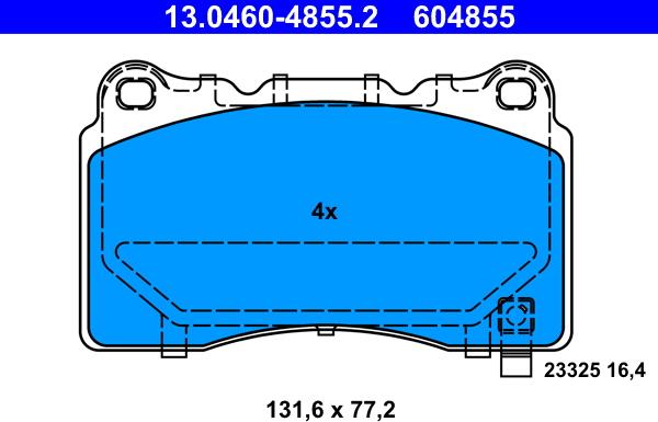 ATE 13.0460-4855.2 - Гальмівні колодки, дискові гальма autozip.com.ua