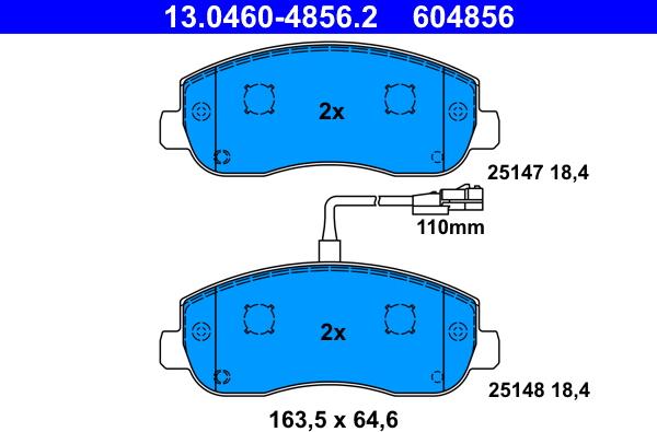 ATE 13.0460-4856.2 - Гальмівні колодки, дискові гальма autozip.com.ua